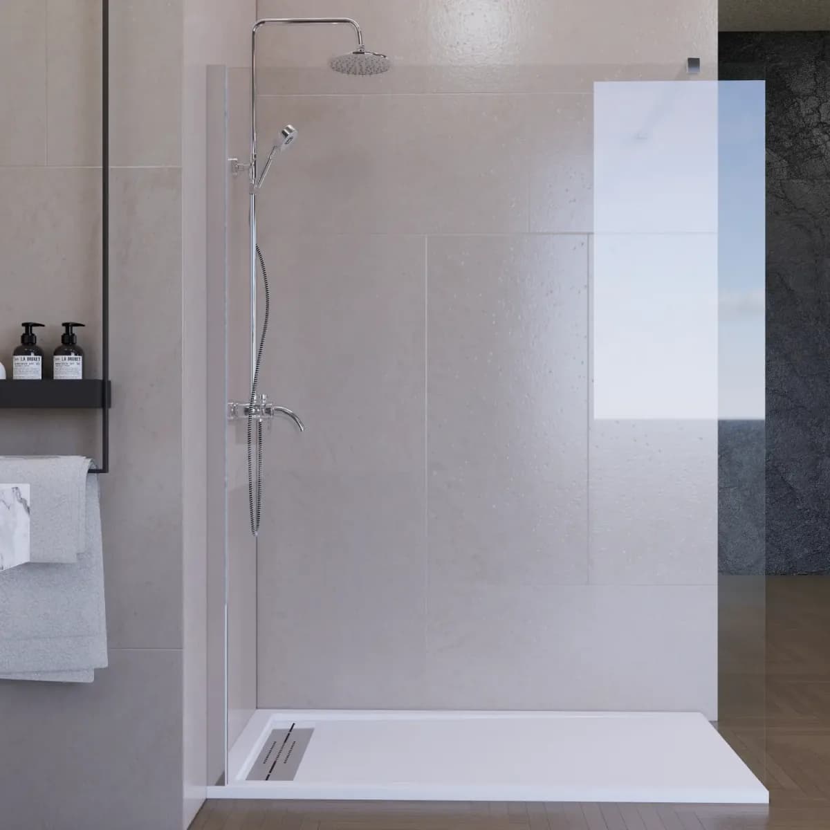 Mampara walk-in (panel fijo): cuándo sí y cuándo moja el baño